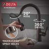 imageDelta Essa Touchless Kitchen Faucet with Touch Technology Brushed Nickel Kitchen Sink Faucet with Pull Down Sprayer Single Hole Arctic Stainless 9113TLARDSTVenetian Bronze