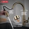 imageDelta Essa Touchless Kitchen Faucet with Touch Technology Brushed Nickel Kitchen Sink Faucet with Pull Down Sprayer Single Hole Arctic Stainless 9113TLARDSTChampagne Bronze