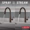 imageDelta Essa Touchless Kitchen Faucet with Touch Technology Brushed Nickel Kitchen Sink Faucet with Pull Down Sprayer Single Hole Arctic Stainless 9113TLARDSTVenetian Bronze