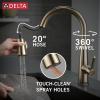 imageDelta Essa Touchless Kitchen Faucet with Touch Technology Brushed Nickel Kitchen Sink Faucet with Pull Down Sprayer Single Hole Arctic Stainless 9113TLARDSTChampagne Bronze