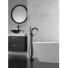 imageDelta Faucet Trinsic FloorMount Freestanding Tub Filler with Hand Held Shower Champagne Bronze T4759CZFL Valve Not IncludedMatte Black