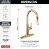 imageDelta Nicoli Matte Black Kitchen Faucet with Pull Down Sprayer Modern Single Hole Kitchen Sink Faucet Single Handle Matte Black 19867LFBLChampagne Bronze