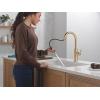 imageDelta Nicoli Matte Black Kitchen Faucet with Pull Down Sprayer Modern Single Hole Kitchen Sink Faucet Single Handle Matte Black 19867LFBLChampagne Bronze