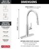 imageDelta Nicoli Matte Black Kitchen Faucet with Pull Down Sprayer Modern Single Hole Kitchen Sink Faucet Single Handle Matte Black 19867LFBLChrome