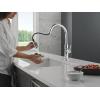 imageDelta Nicoli Matte Black Kitchen Faucet with Pull Down Sprayer Modern Single Hole Kitchen Sink Faucet Single Handle Matte Black 19867LFBLChrome