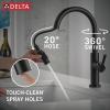 imageDelta Nicoli Matte Black Kitchen Faucet with Pull Down Sprayer Modern Single Hole Kitchen Sink Faucet Single Handle Matte Black 19867LFBLMatte Black  Champagne Bronze