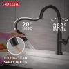 imageDelta Nicoli Matte Black Kitchen Faucet with Pull Down Sprayer Modern Single Hole Kitchen Sink Faucet Single Handle Matte Black 19867LFBLMatte Black