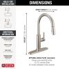 imageDelta Nicoli Matte Black Kitchen Faucet with Pull Down Sprayer Modern Single Hole Kitchen Sink Faucet Single Handle Matte Black 19867LFBLStainless