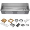 imageDELTA FAUCET 95B93227SSS Lorelai Workstation Kitchen Sink Undermount Stainless Steel Single Bowl with WorkFlow Ledge and Chefs Kit of 6 Accessories45in