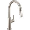 imageDelta Nicoli Matte Black Kitchen Faucet with Pull Down Sprayer Modern Single Hole Kitchen Sink Faucet Single Handle Matte Black 19867LFBLStainless