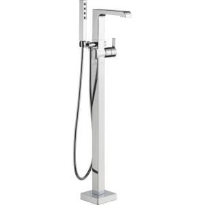 imageDelta Faucet Ara FloorMount Freestanding Tub Filler with Handheld Sprayer  T4767  Bathtub Faucet for Bathroom Fixtures  Chrome Valve Sold SeparatelyChrome