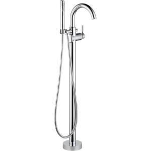 imageDelta Faucet Trinsic FloorMount Freestanding Tub Filler with Hand Held Shower Champagne Bronze T4759CZFL Valve Not IncludedChrome