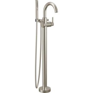 imageDelta Faucet Trinsic FloorMount Freestanding Tub Filler with Hand Held Shower Champagne Bronze T4759CZFL Valve Not IncludedStainless