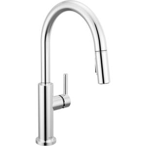 imageDelta Nicoli Matte Black Kitchen Faucet with Pull Down Sprayer Modern Single Hole Kitchen Sink Faucet Single Handle Matte Black 19867LFBLChrome
