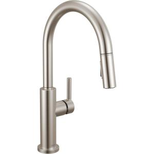 imageDelta Nicoli Matte Black Kitchen Faucet with Pull Down Sprayer Modern Single Hole Kitchen Sink Faucet Single Handle Matte Black 19867LFBLStainless