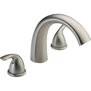 imageDelta Faucet Classic 2Handle Widespread Roman Tub Faucet  Brushed Nickel Tub Faucet  Stainless T2705SS Valve Not IncludedStainless