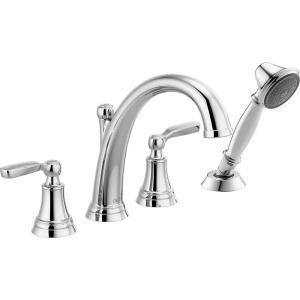 imageDelta Faucet T4732RB Woodhurst Roman Tub with Handshower Trim Venetian Bronze Valve sold separatelyChrome