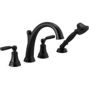 imageDelta Faucet T4732RB Woodhurst Roman Tub with Handshower Trim Venetian Bronze Valve sold separatelyMatte Black