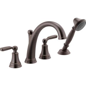imageDelta Faucet T4732RB Woodhurst Roman Tub with Handshower Trim Venetian Bronze Valve sold separatelyVenetian Bronze