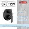 imageDelta Faucet Tetra 14 Series Brushed Nickel 3Setting Integrated Diverter Valve Trim Kit Brushed Nickel Diverter Valve Trim Kit Shower Trim Kit Lumicoat Stainless T24889SSPR Valve Not IncludedMatte Black