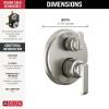 imageDelta Faucet Tetra 14 Series Brushed Nickel 3Setting Integrated Diverter Valve Trim Kit Brushed Nickel Diverter Valve Trim Kit Shower Trim Kit Lumicoat Stainless T24889SSPR Valve Not IncludedLumicoat Stainless