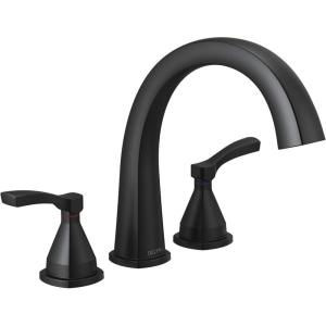 imageDelta Faucet Stryke Roman Tub Faucet  T2777BL  Modern Bathtub Faucet ampamp Lever Handles  Sleek Bathroom Fixtures  Matte Black Lever Handles Valve Sold SeparatelyMatte Black