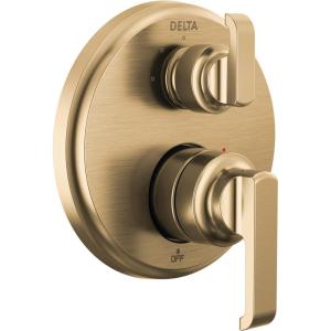 imageDelta Faucet Tetra 14 Series Brushed Nickel 3Setting Integrated Diverter Valve Trim Kit Brushed Nickel Diverter Valve Trim Kit Shower Trim Kit Lumicoat Stainless T24889SSPR Valve Not IncludedLumicoat Champagne Bronze