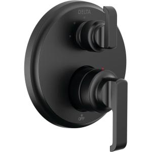 imageDelta Faucet Tetra 14 Series Brushed Nickel 3Setting Integrated Diverter Valve Trim Kit Brushed Nickel Diverter Valve Trim Kit Shower Trim Kit Lumicoat Stainless T24889SSPR Valve Not IncludedMatte Black