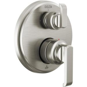 imageDelta Faucet Tetra 14 Series Brushed Nickel 3Setting Integrated Diverter Valve Trim Kit Brushed Nickel Diverter Valve Trim Kit Shower Trim Kit Lumicoat Stainless T24889SSPR Valve Not IncludedLumicoat Stainless