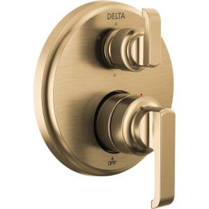 imageDelta Faucet Tetra 14 Series Matte Black 6Setting Integrated Diverter Valve Trim Kit Black Diverter Valve Trim Kit Shower Trim Kit Matte Black T24989BL Valve Not IncludedLumicoat Champagne Bronze