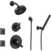 imageDelta Trinsic 6Setting Shower System  Matte Black Shower Head Handheld Body Sprays Handle Diverter and Valve Kit