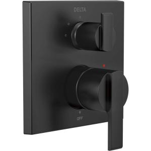 imageDELTA FAUCET T24867SS Stainless Ara Angular Modern Monitor 14 Series Valve Trim with 3Setting Integrated DiverterMatte Black