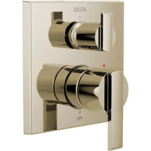 imageDELTA FAUCET T24867SS Stainless Ara Angular Modern Monitor 14 Series Valve Trim with 3Setting Integrated DiverterPolished Nickel