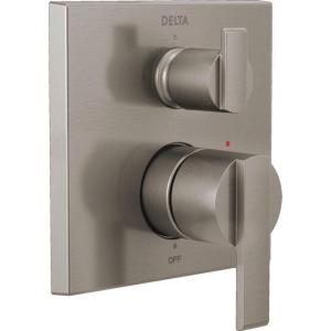 imageDELTA FAUCET T24867SS Stainless Ara Angular Modern Monitor 14 Series Valve Trim with 3Setting Integrated DiverterStainless