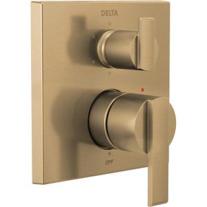 imageDELTA FAUCET T24967BL Angular Modern Monitor 14 Series Valve 6Setting Integrated Shower Trim with Diverter Matte Black Valve Not IncludedChampagne Bronze
