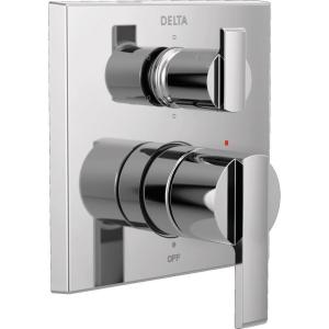 imageDELTA FAUCET T24967BL Angular Modern Monitor 14 Series Valve 6Setting Integrated Shower Trim with Diverter Matte Black Valve Not IncludedChrome