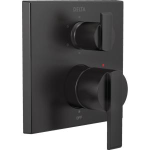 imageDELTA FAUCET T24967BL Angular Modern Monitor 14 Series Valve 6Setting Integrated Shower Trim with Diverter Matte Black Valve Not IncludedMatte Black