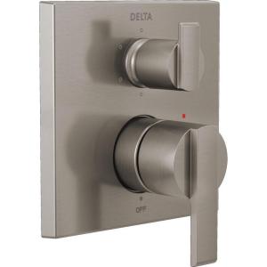 imageDELTA FAUCET T24967BL Angular Modern Monitor 14 Series Valve 6Setting Integrated Shower Trim with Diverter Matte Black Valve Not IncludedStainless