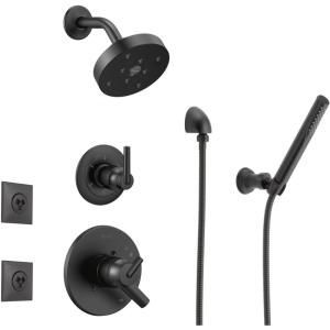 imageDelta Trinsic 6Setting Shower System  Matte Black Shower Head Handheld Body Sprays Handle Diverter and Valve Kit