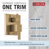 imageDelta Faucet Modern Raincan 2Setting Square Shower System Including Rain Shower Head and Handheld Spray Gold Rainfall Shower System Gold Shower Valve and Trim Kit Champagne Bronze 342701CZChampagne Bronze
