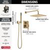 imageDelta Faucet Modern Raincan 2Setting Square Shower System Including Rain Shower Head and Handheld Spray Gold Rainfall Shower System Gold Shower Valve and Trim Kit Champagne Bronze 342701CZChampagne Bronze