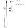 imageDelta Faucet Modern Raincan 2Setting Round Shower System Including Rain Shower Head and Handheld Spray Gold Rainfall Shower System Gold Shower Valve and Trim Kit Champagne Bronze 342702CZChrome
