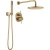 imageDelta Faucet Modern Raincan 2Setting Round Shower System Including Rain Shower Head and Handheld Spray Gold Rainfall Shower System Gold Shower Valve and Trim Kit Champagne Bronze 342702CZChampagne Bronze