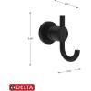 imageDelta Nicoli 1Pack Towel Hooks Matte Black Double Wall Mounted for Robes 2Prong Holder Bathroom Accessories NIC35MBMatte Black