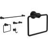 imageDelta Nicoli 4Pack Bathroom Set Matte Black 18quot Towel Rack Toilet Paper Holder Hand Towel Holder Towel Hook Bathroom Accessory Set Towel Holder 4Piece Hardware Set NIC64MBMatte Black