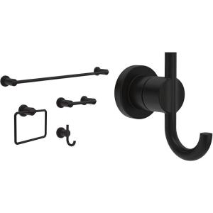 imageDelta Nicoli 4Pack Bathroom Set Matte Black 18quot Towel Rack Toilet Paper Holder Hand Towel Holder Towel Hook Bathroom Accessory Set Towel Holder 4Piece Hardware Set NIC64MBMatte Black