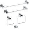 imageDelta Ara 1Pack Hand Towel Holder Polished Chrome Towel Racks for Bathroom Wall Square Towel Ring Holder for Bath Towel Hanger for Kitchen Bathroom Accessories 77546Polished Chrome