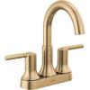 imageDelta Trinsic High Arc Centerset Bathroom Faucet Polished Nickel 3Hole Bathroom Sink Faucet Metal PushPop Drain Assembly Polished Nickel 2559PNMPUDSTChampagne Bronze