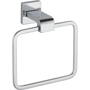 imageDelta Ara 1Pack Hand Towel Holder Polished Chrome Towel Racks for Bathroom Wall Square Towel Ring Holder for Bath Towel Hanger for Kitchen Bathroom Accessories 77546Chrome