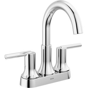 imageDelta Trinsic High Arc Centerset Bathroom Faucet Polished Nickel 3Hole Bathroom Sink Faucet Metal PushPop Drain Assembly Polished Nickel 2559PNMPUDSTChrome